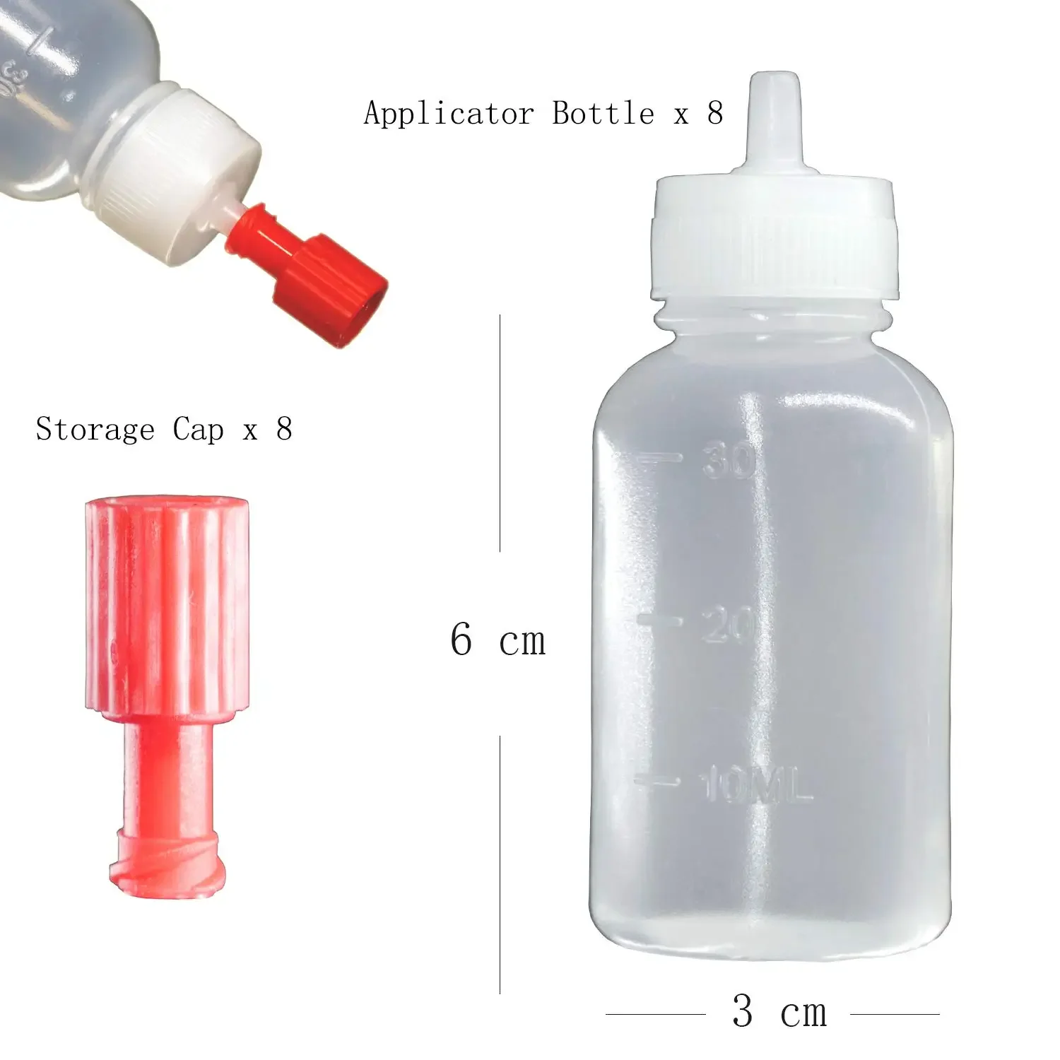 Frasco aplicador de precisão com agulha e tampa, frasco conta-gotas de óleo, aplicações de cola, embalagem de 8, 30ml
