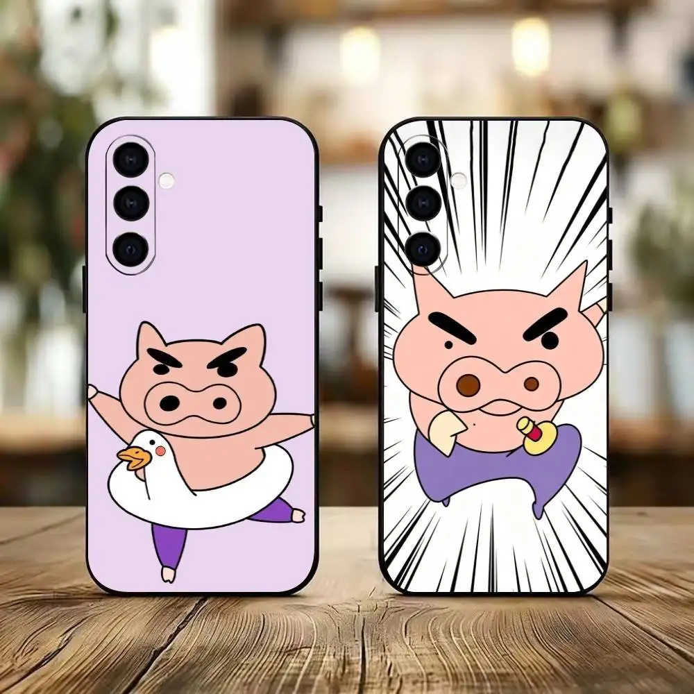 

Cute-Buriburizaemon Pig Phone Case For Samsung Galaxy A73,A72,A71,A70,A53,A52,A51,Soft Silicone Black Cover