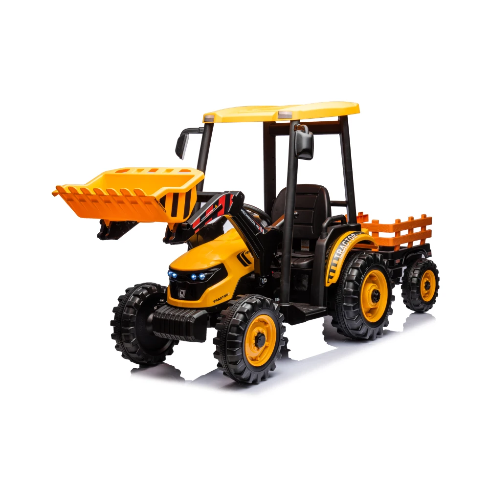 

Pedal Tractors with Working Loader and Backhoe Digger Kids' Ride on Car Toys 24V Battery Powered Electric Vehicles with Trailer