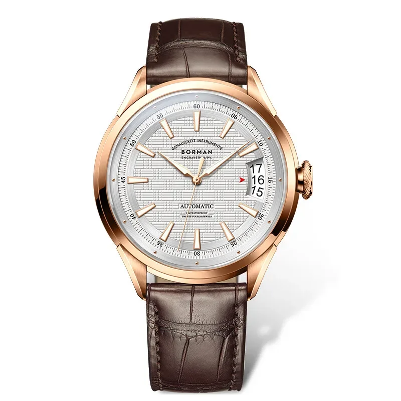 بورمان الرجال ساعة أوتوماتيكية فاخرة 42.5 مللي متر ساعة اليد الميكانيكية 50 متر مقاوم للماء الياقوت مرآة شبكة الطلب مضيئة تاريخ ويندوز