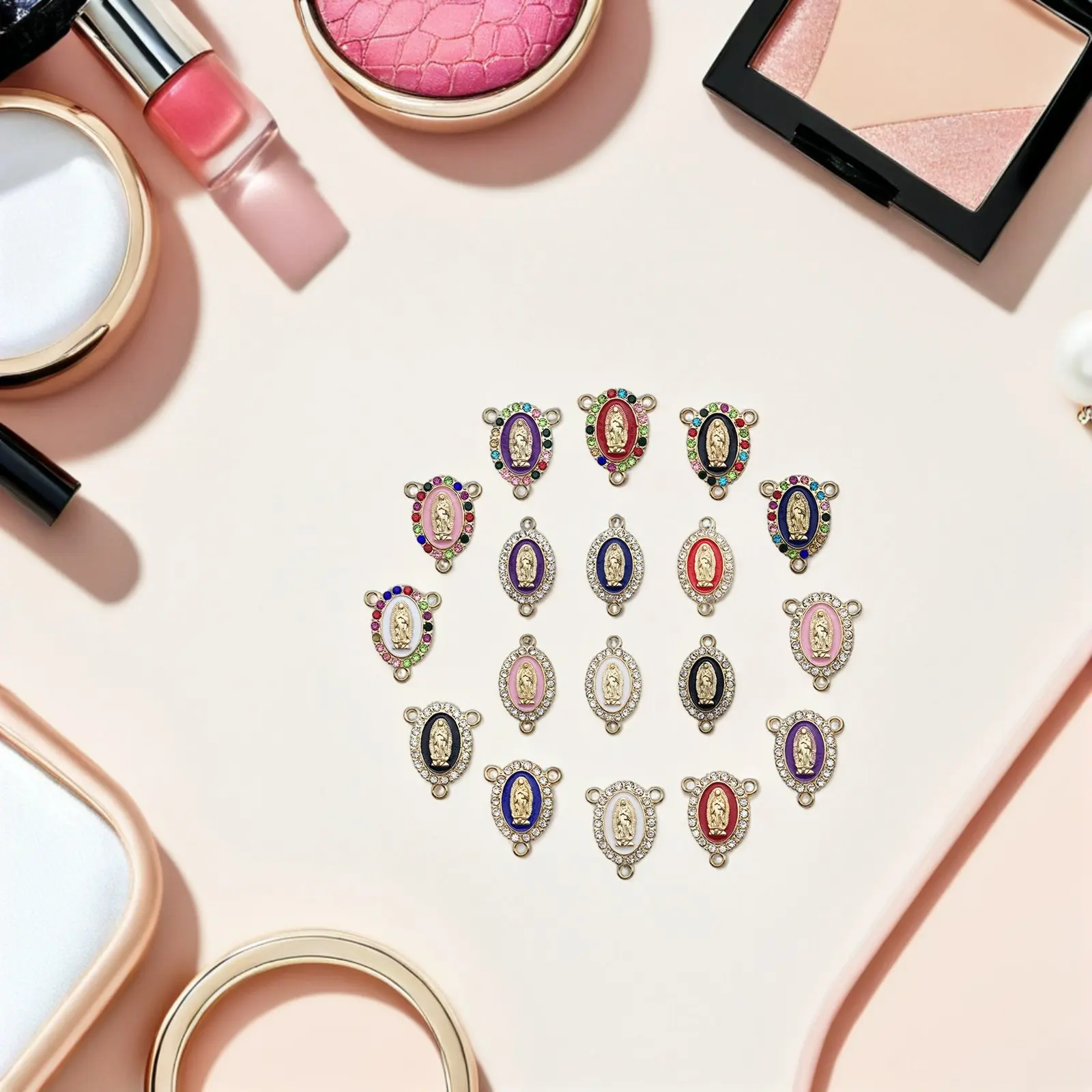 

18pcs Zinc Alloy Creative Bracelet Earrings Necklace Charms Pendant DIY Jewelry Making Supplies Virgin Mary Shape Craft Project