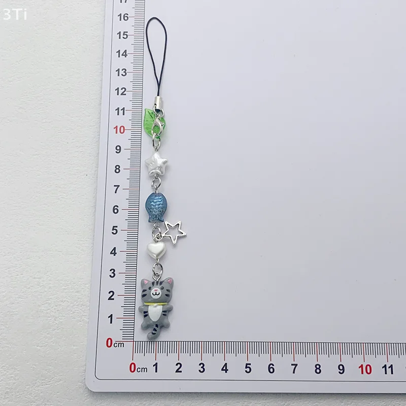Y2K милый ремешок для телефона с котенком, свежий сладкий бисер, цепочка для мобильного телефона, подвески для мобильного телефона для девочек, брелок, подвеска для камеры
