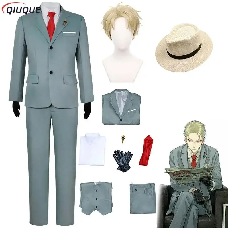 

XT8Anime Spy Cosplay Loid Forger Costume Men Suit Short Blond Wig Twilight Outfit Shirt Tie Halloween ClothesXT6@!