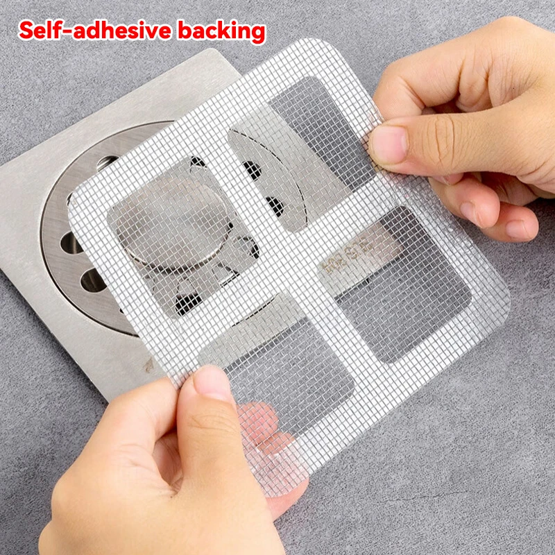 50pcs Disposable Hair Catcher for Shower Mesh Shower Drain Covers Floor Sink Strainer Filter Mesh Sticker Bathroom Accessories