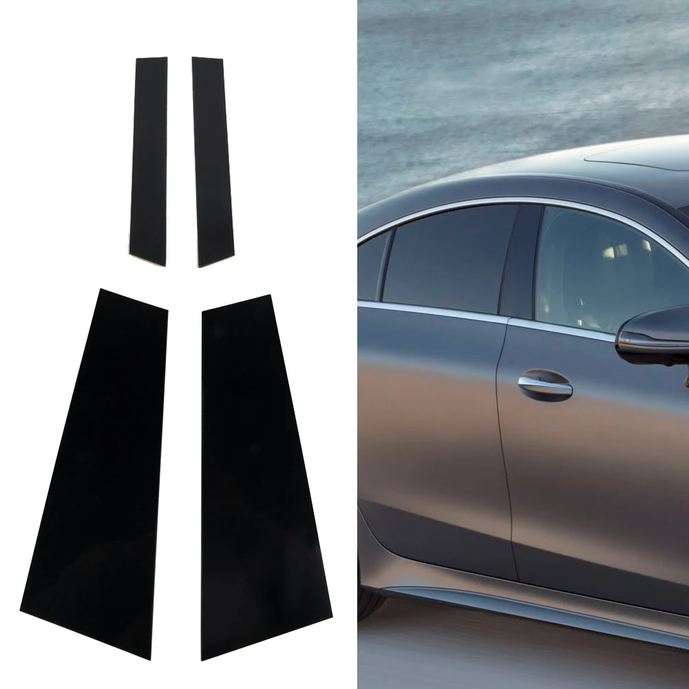 Auto Accessories Car Pillar Window Trim Glossy Piano Black Left Right 4pcs ABS Anti-Collision Rubber Auto Parts Decorative Strip