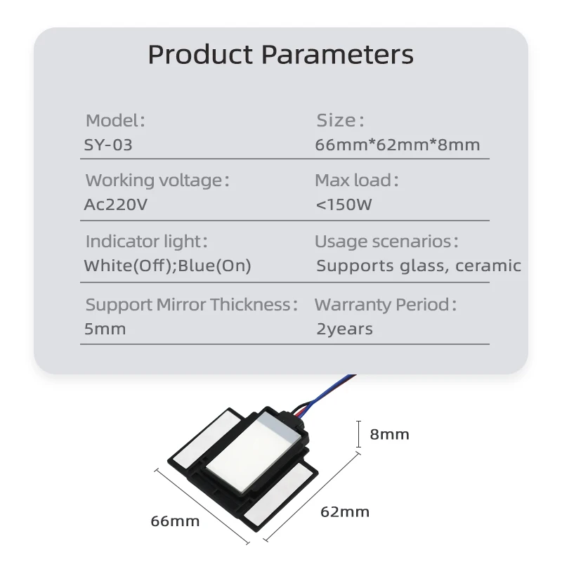 AC220V single button touch on/off for LED light high voltage mirror touch switch