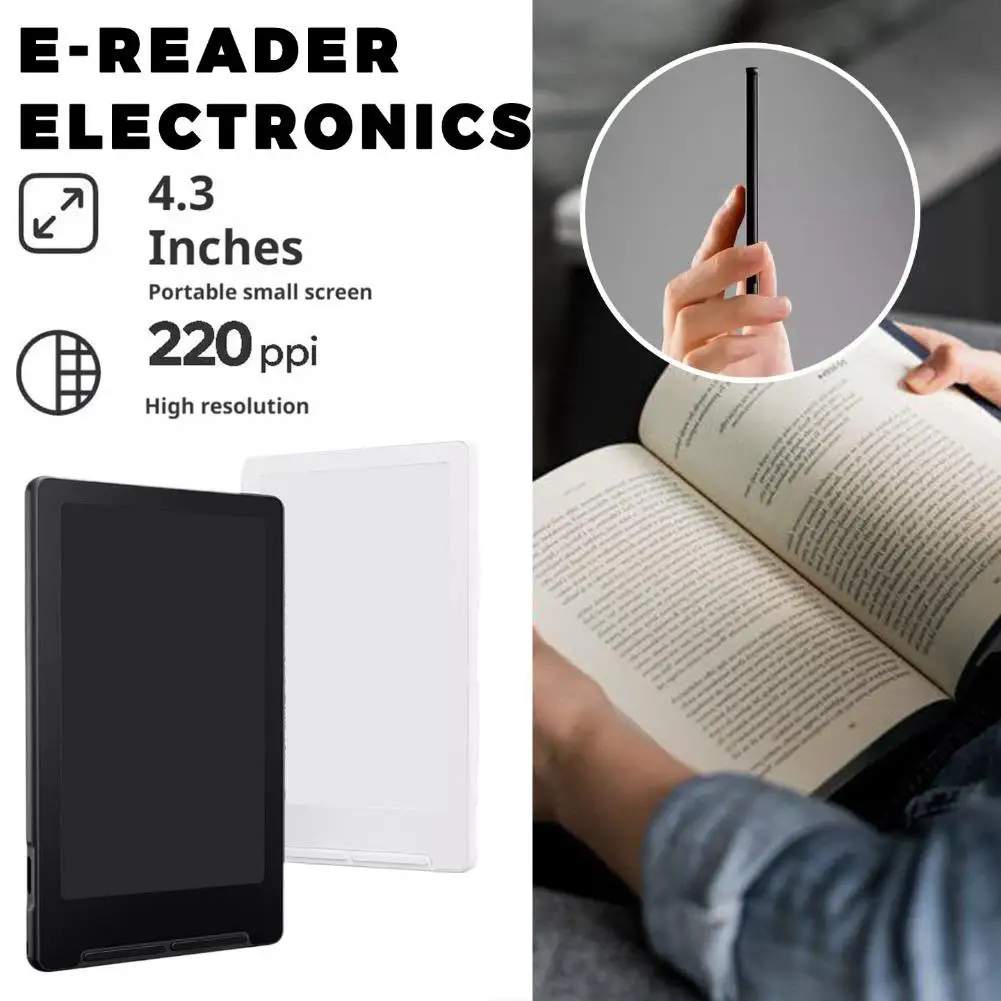

Mini Pocket E-Reader - 4.3" 220PPI High-Res Portable E-Book Device for On-the-Go Reading