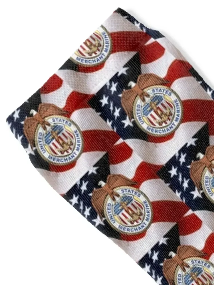 U.S. Merchant Marine - USMM Emblem over American Flag Socks anti-slip sheer aesthetic Argentina Socks For Women Men's