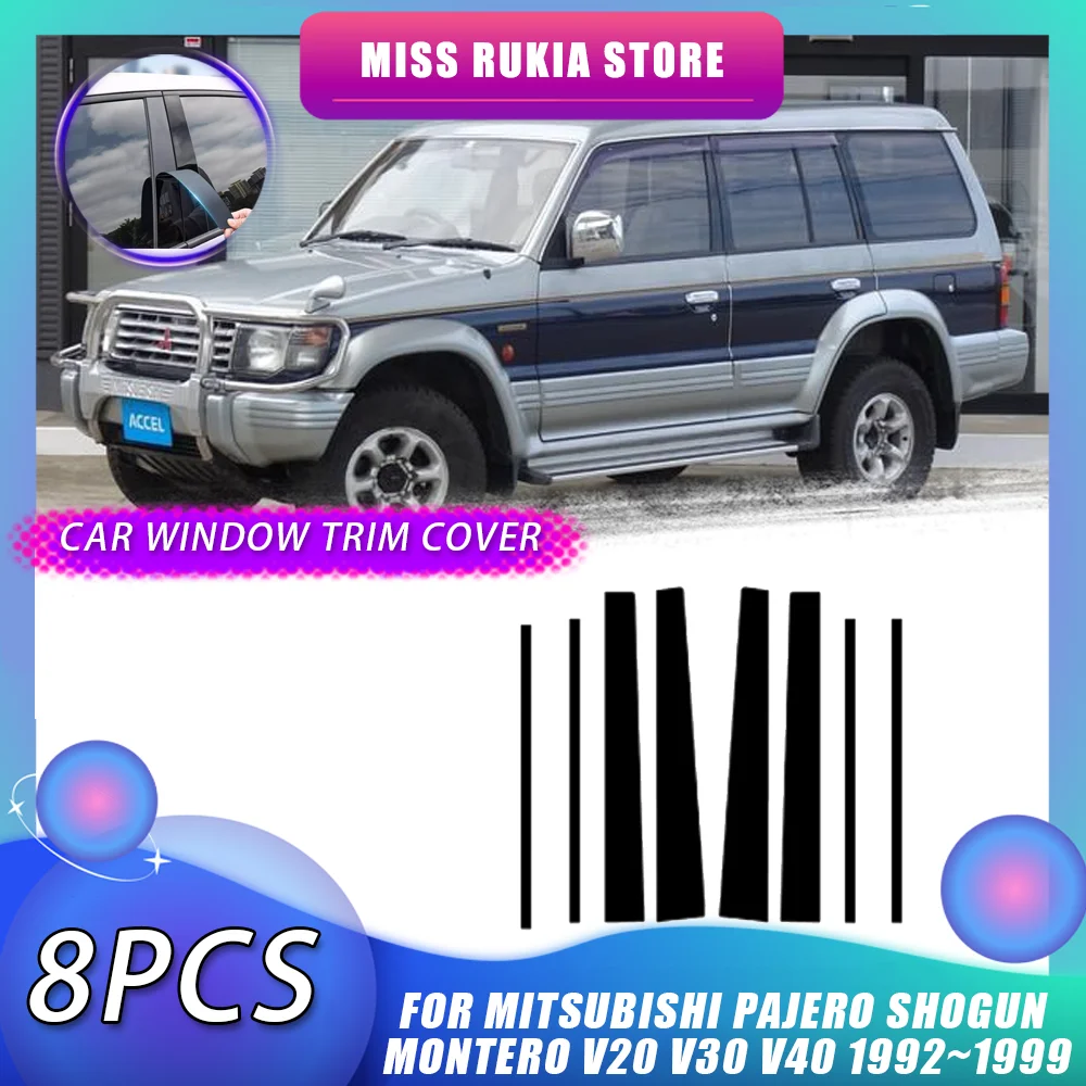 

Накладка на окно для Mitsubishi Pajero Shogun MonteroV20 V30 V40 1992 ~ 1999 года, стойки из углеродного волокна, наклейки на дверь, аксессуары