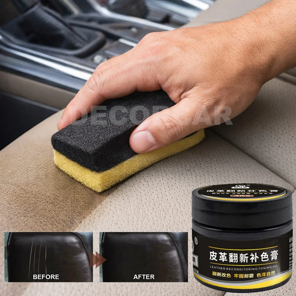 50ml Car Leather Repair Kit Liquid Skin Recoloring Balm No Heat Repair Tool Auto Seat Holes Scratch Cracks Rips Restoration