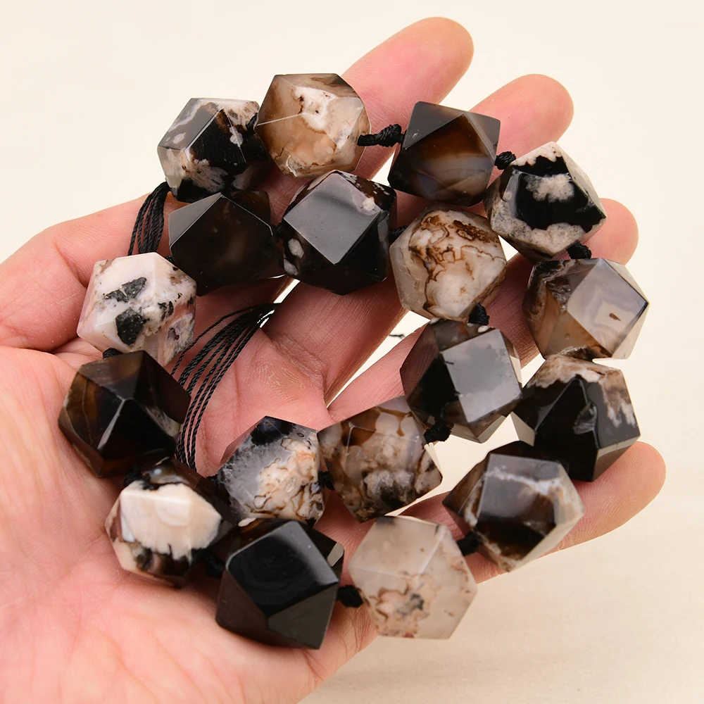 APDGG Natural Mix Black Sakura Quartz Blossom Cherry Agates Nugget Loose Beads 16