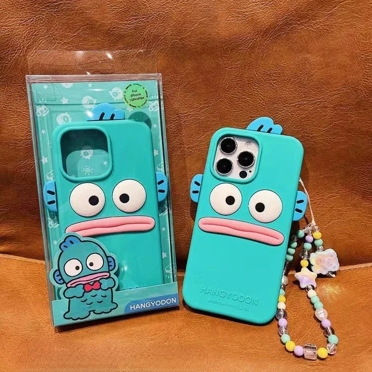 Kawaii Sanrio Phone Case for Iphone 15 13 14 12 Promax Hangyodon Cartoon Fully Cover Silicone Soft Shell