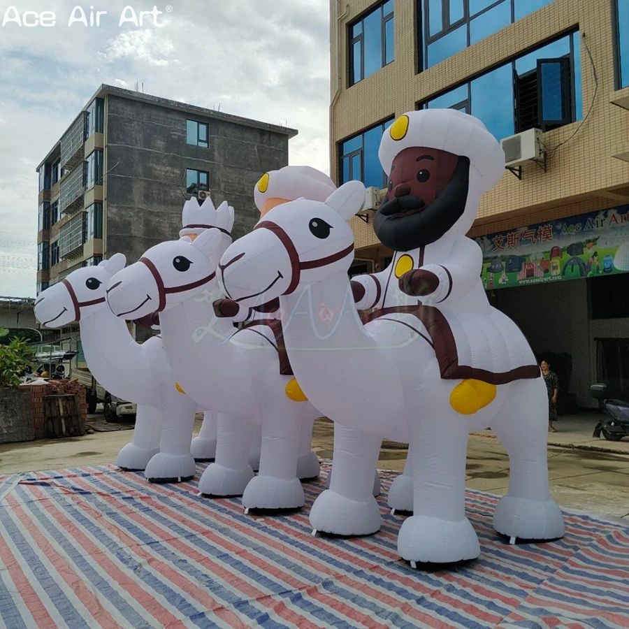 Giant Inflatable Three Wise Men Riding Camels Set Large Static Inflatable Three Kings Nativity Model For Christmas Church