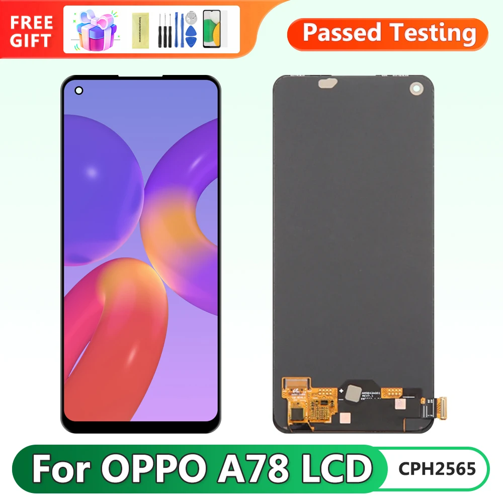 6.43''AMOLED For Oppo A78 4G LCD A78 CPH2565 Display Screen+Touch Panel Digitizer For Oppo A78 4G CPH2565 LCD