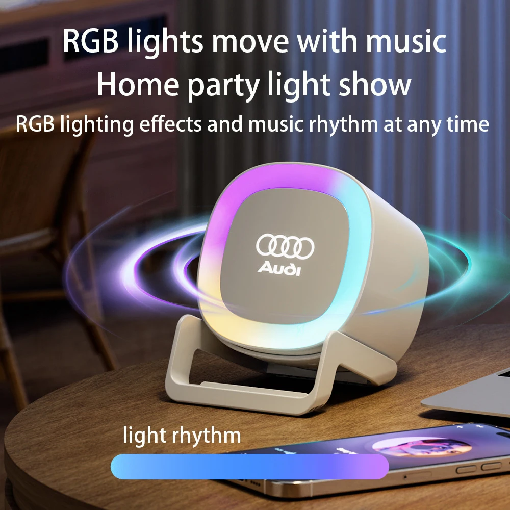 Multi functional Bluetooth speaker 4-in-1 mobile phone holder 15W wireless charging with night light portable outdoor speaker