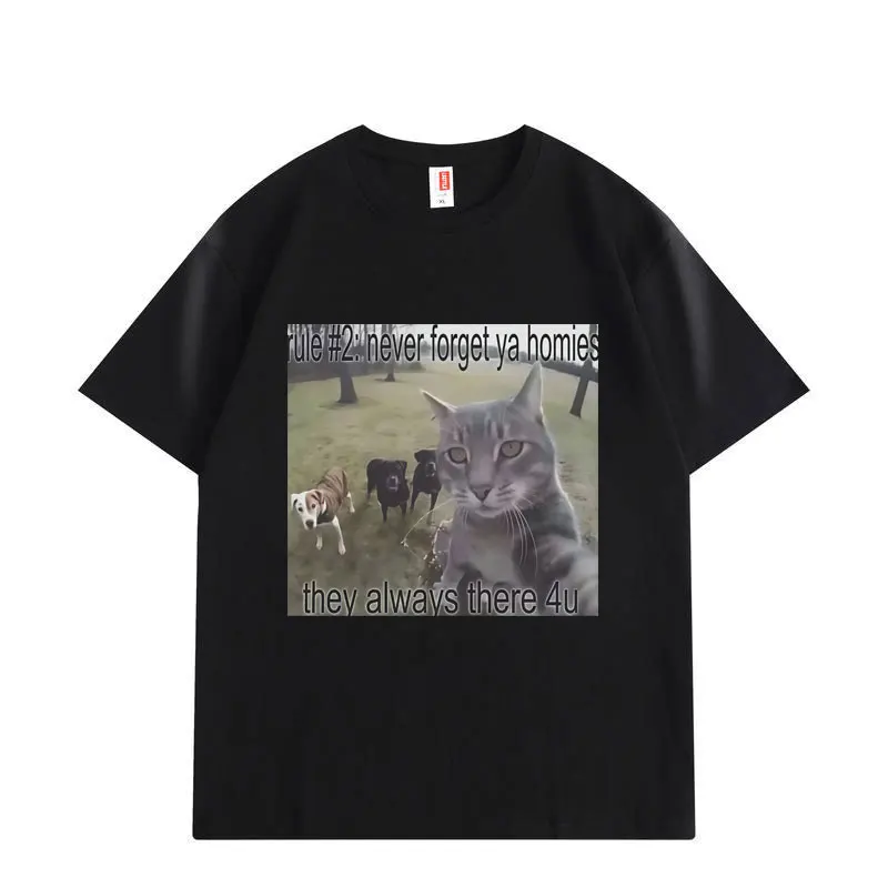 

Rule 2 Funny Cat Meme T-Shirt Men's Women's Vintage Fashion Short Sleeve T-Shirts Summer Casual Loose Cotton T Shirts Streetwear
