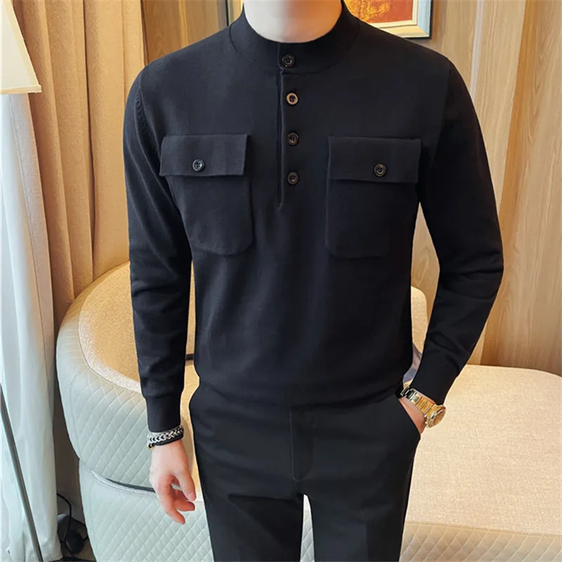 Autumn Men's Slim Fit Knitted Pullovers O-Neck Solid Color Fashion Youthful Vitality Knit Sweater Men Korean Style Warm Pullover