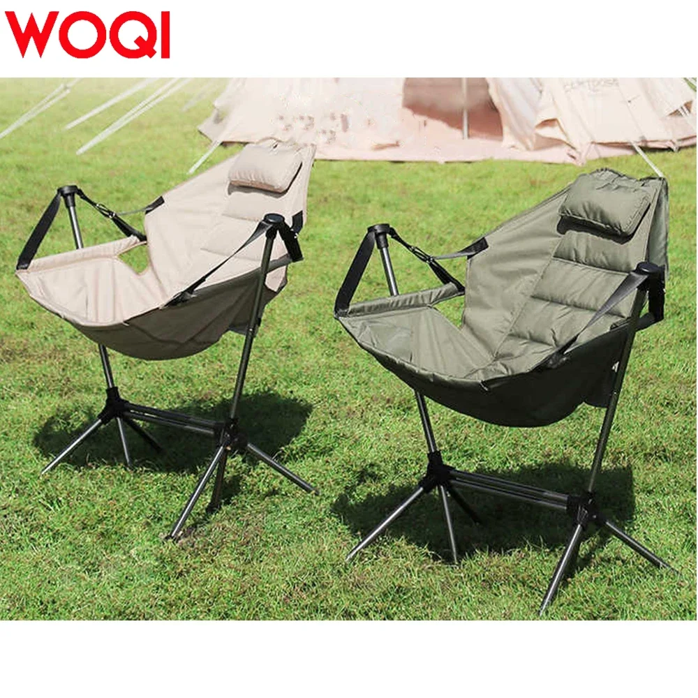 

WOQI Hot selling Portable Foldable Outdoor Hanging Garden Beach Camping Rocker Chair Leisure Lazy Chair