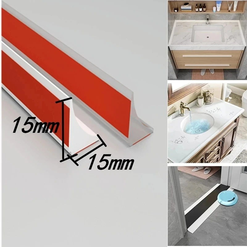 7M Silicone Water Stopper Strip Bathroom Water Stopper Shower Barrier Kitchen Countertop Retaining Waterstop Dry Wet Separation