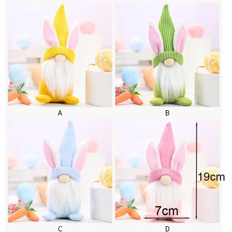 Easter Rabbit Dwarf Doll Cute Gnome Doll for Home Party Desktop Decoration Easter Ornaments Kids Gifts