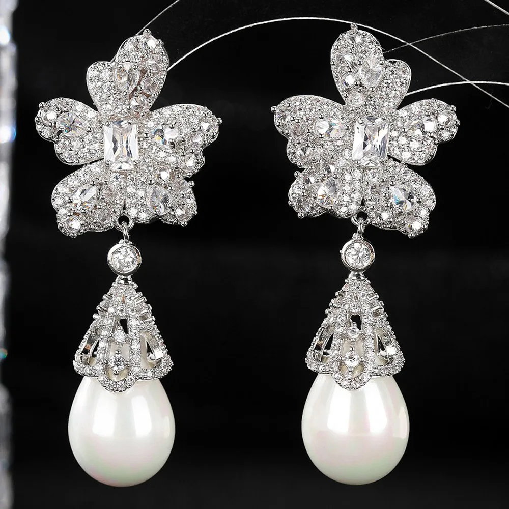 

Missvikki New Luxury Romantic Opal Drop Earrings Shiny Cubic Zircon Fashion Earrings For Women Bridal Wedding Party Accessories