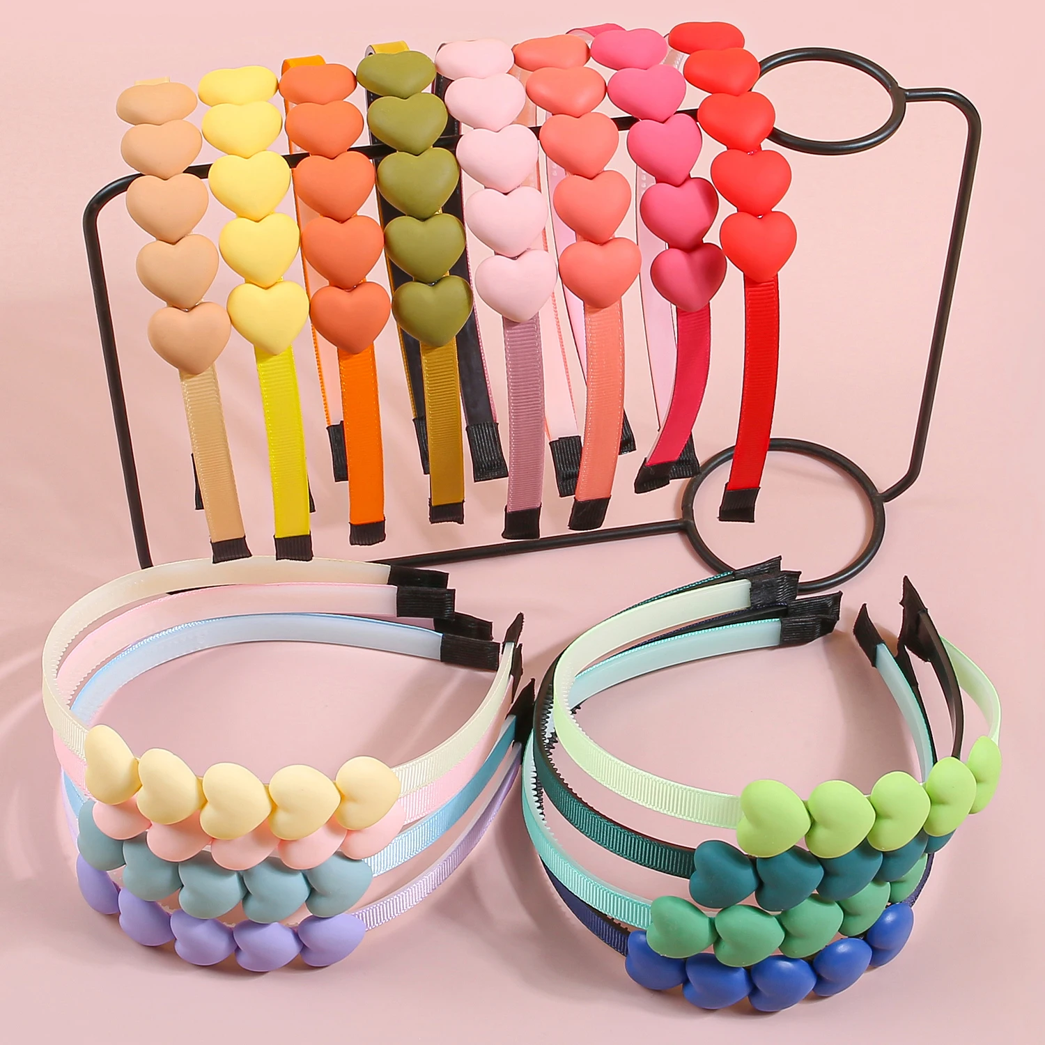 4pcs Matte Heart Headbands Children Girls Plastic Hairband Girls Headband Kids Children Party Favor Hair Accessories