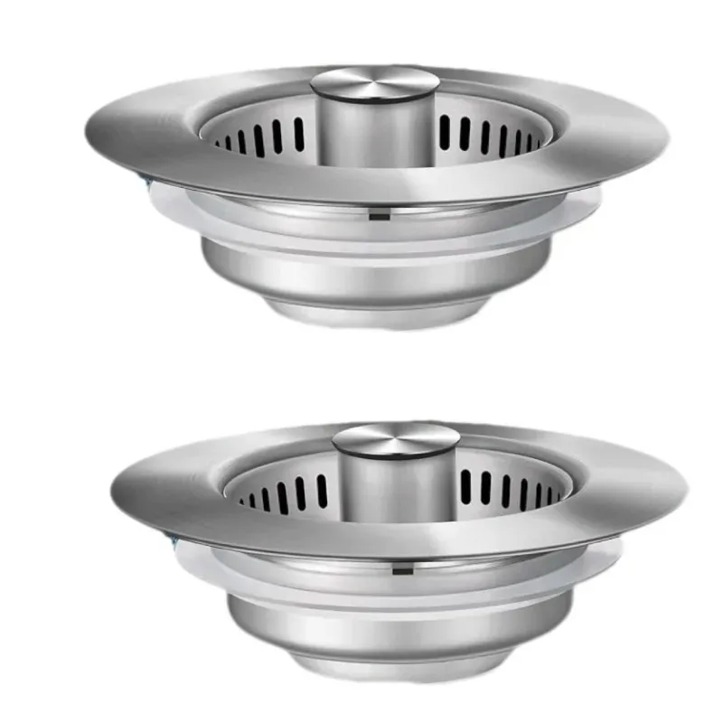 

Stainless Steel 3-in-1 Kitchen Sink Strainer - Pop-Up Stopper with Anti-Clogging Basket and Odor Filter, Easy Clean Drain Strain