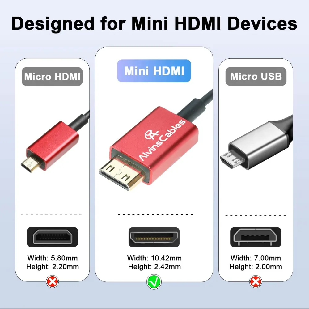 

Alvin's Cables Высокоскоростной спиральный кабель Mini HDMI-HDMI 8K, планшет 8K при 60 Гц 4K и видеокарта, ноутбук, проектор