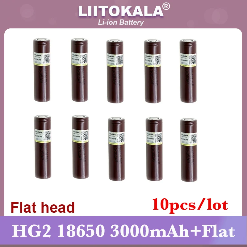 10 sztuk/partia Liitokala nowy HG2 18650 3000mAh baterii 18650HG2 3.6V rozładowania 20A dedykowane do baterii hg2 płaskiej głowicy + DIY nikiel