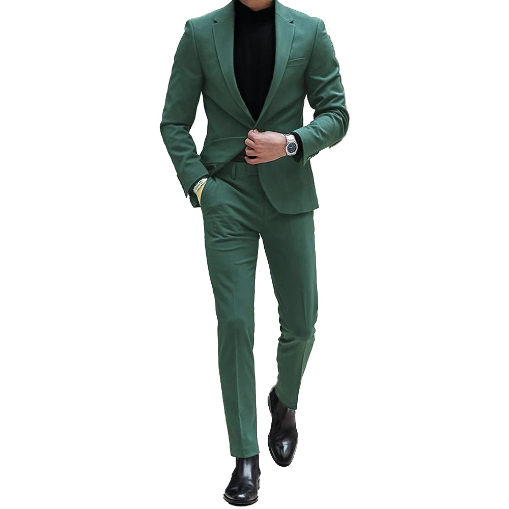 Custom Made Mens Fashion Suits Green Suit Men Green Suits For Men Green Blazer Men Mens Designer Clothes 2 Pieces Set 2024 Groom