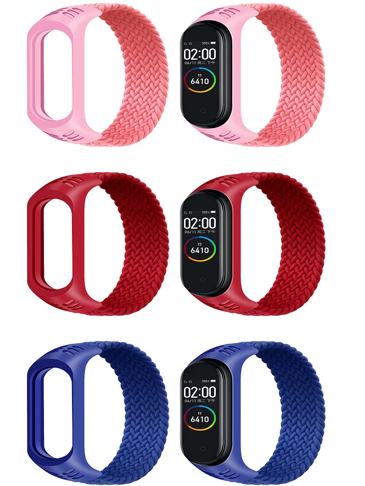 Nylon Braided Watchband for xiaomi Mi band 4 3 Strap Solo Loop NFC Watch Bracelet Women Smartband Gift Belt Correa Mi band 7 6 5