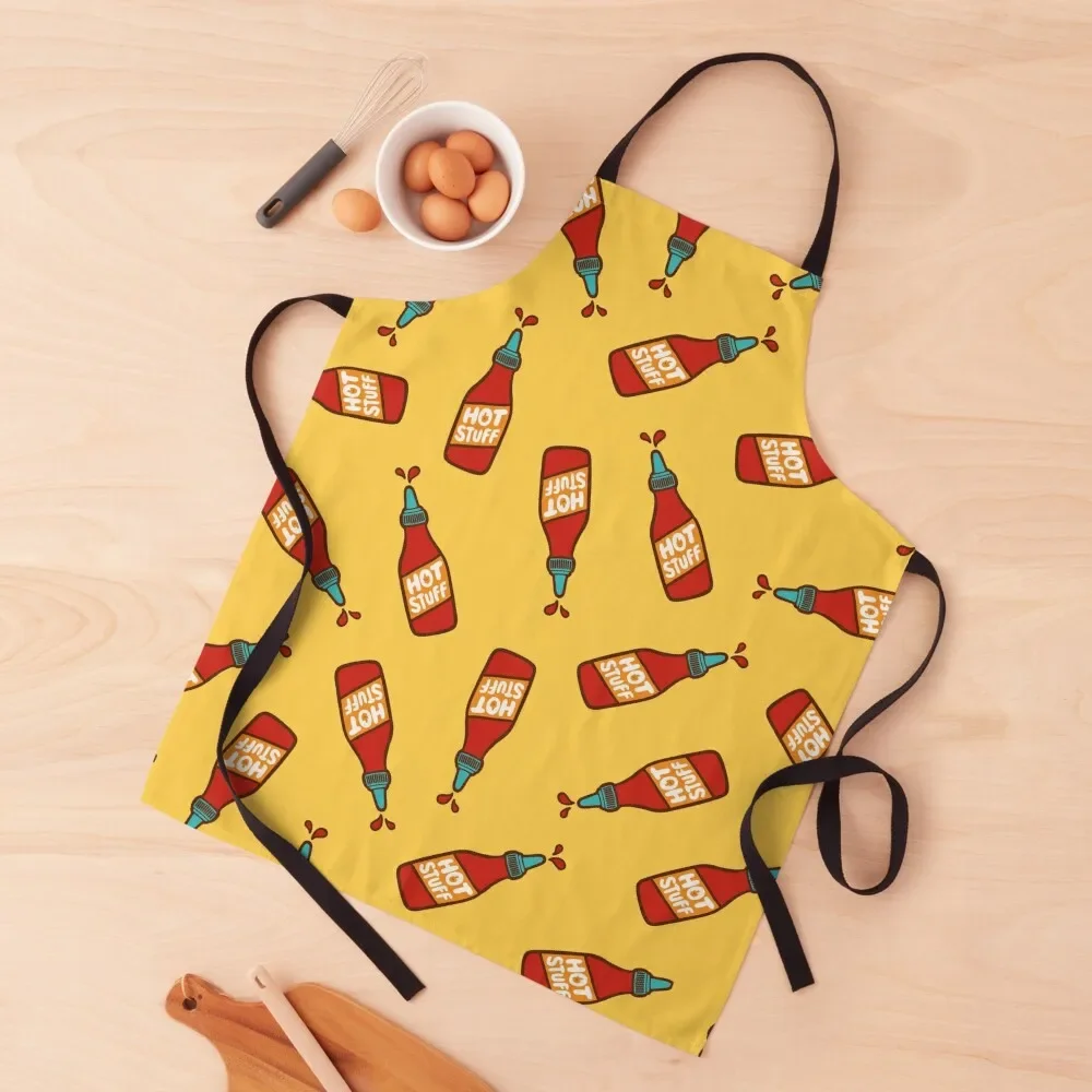 Hot Stuff Hot Sauce Pattern in Yellow Apron Kitchen Household Items esthetician All For Kitchen And Home Apron