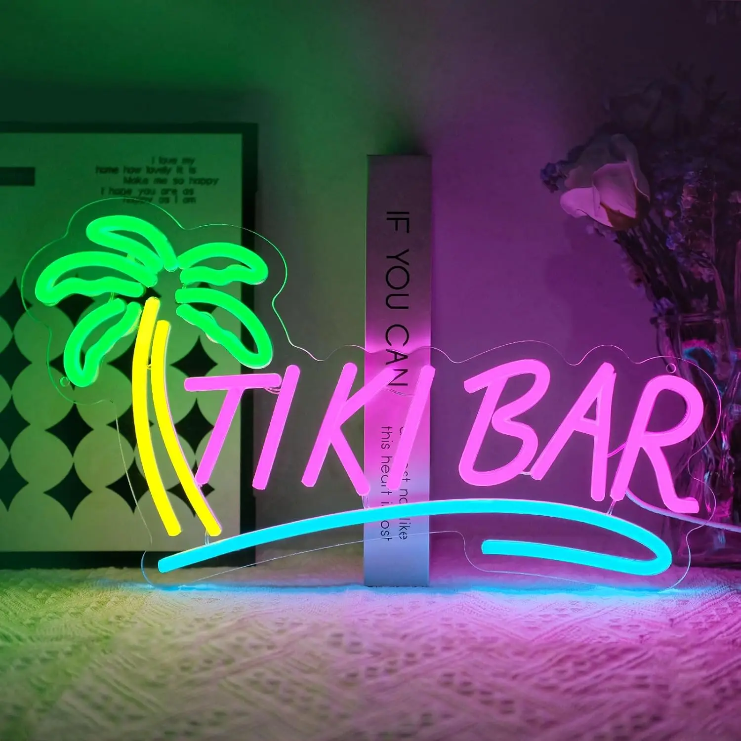 

Неоновая вывеска Tiki Bar, настенный светильник для бизнеса, USB LED неоновая подсветка для бара, бистро, летних вечеринок, ресторана, декора спальни, подарок