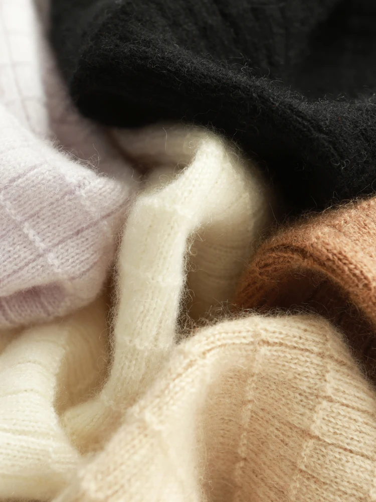 Women's Mock Neck Knitted Pullover 100% Cashmere Sweater Jacquard Warm Soft Autumn Winter Long Sleeves Comfort Clothing Tops