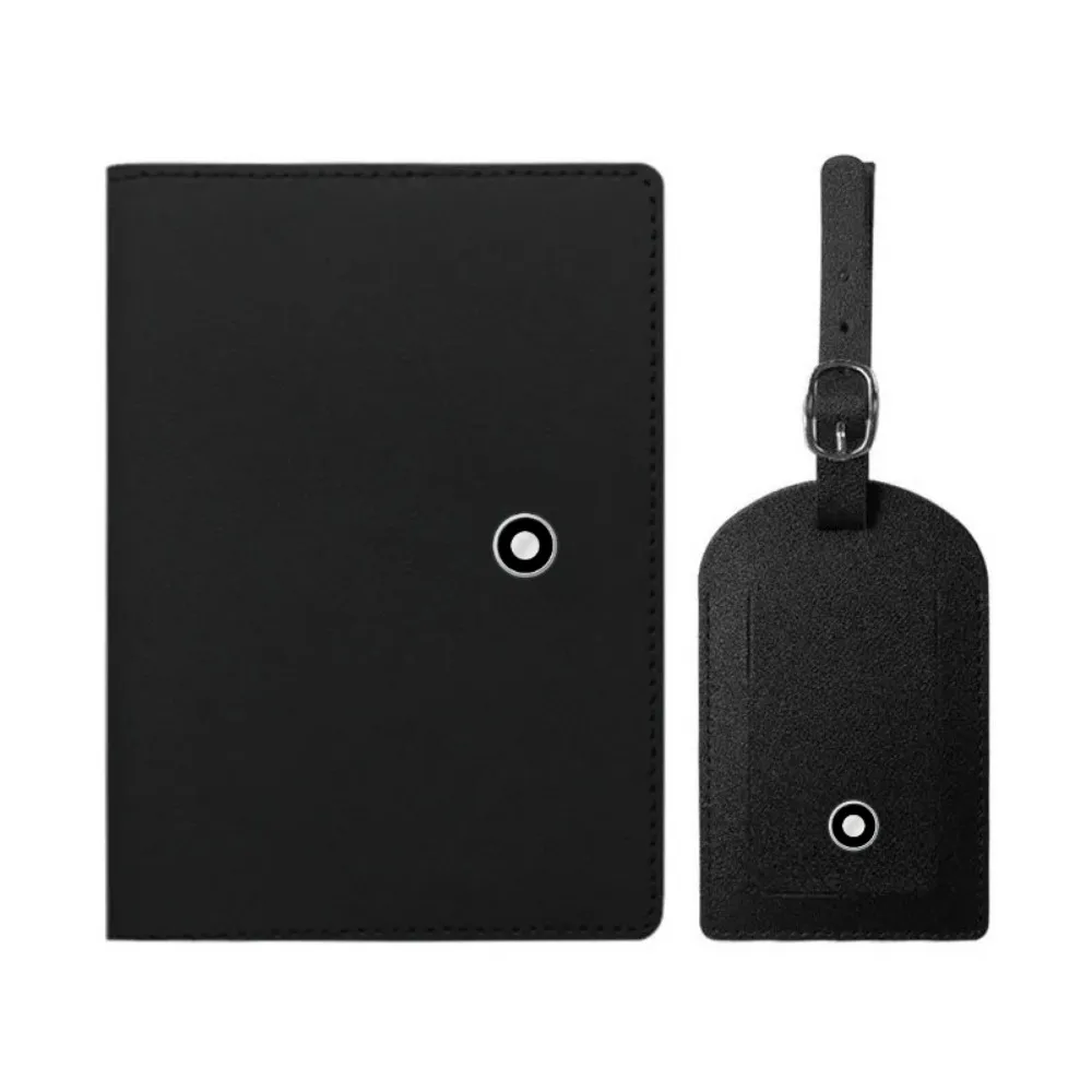Ensemble Minimaliste de Housse de Passeport et Étiquette de Bagage en Cuir PU Lisse, Porte-Billets et Passeport Tendance, Personnalisable, pour Voyage d'Affaires