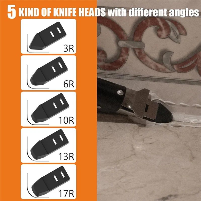 ABJT-مجموعة أدوات السد من الفولاذ المقاوم للصدأ 4 في 1 مجموعة أدوات تشطيب مانع التسرب مع 5 وسادات سيليكون، أداة إزالة الجص ومزيل السد