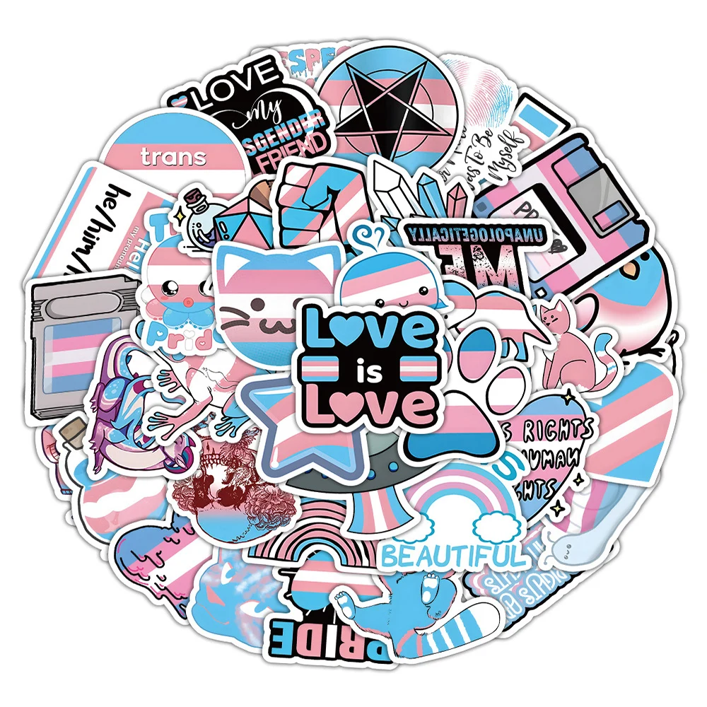 

10/30/60pcs Transgender Pride Graffiti Stickers Cartoon Creative LGBT Gayness Sticker Luggage Notebook Phone Decals Decoration