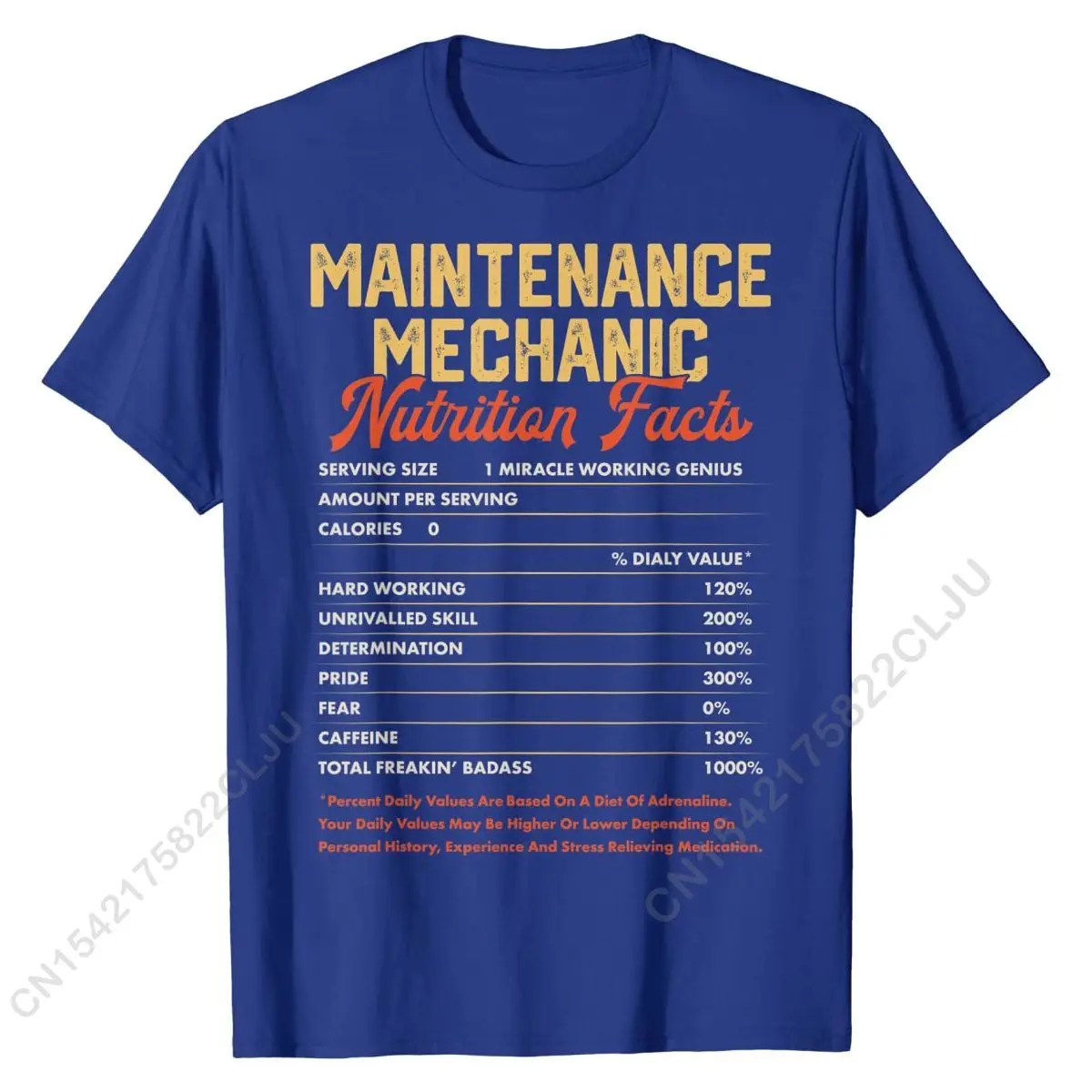 Maintenance Mechanic Nutrition Facts Funny Vintage Gifts Men T-Shirt Newest Mens Top T-shirts Cotton Tops & Tees Fitness Tight