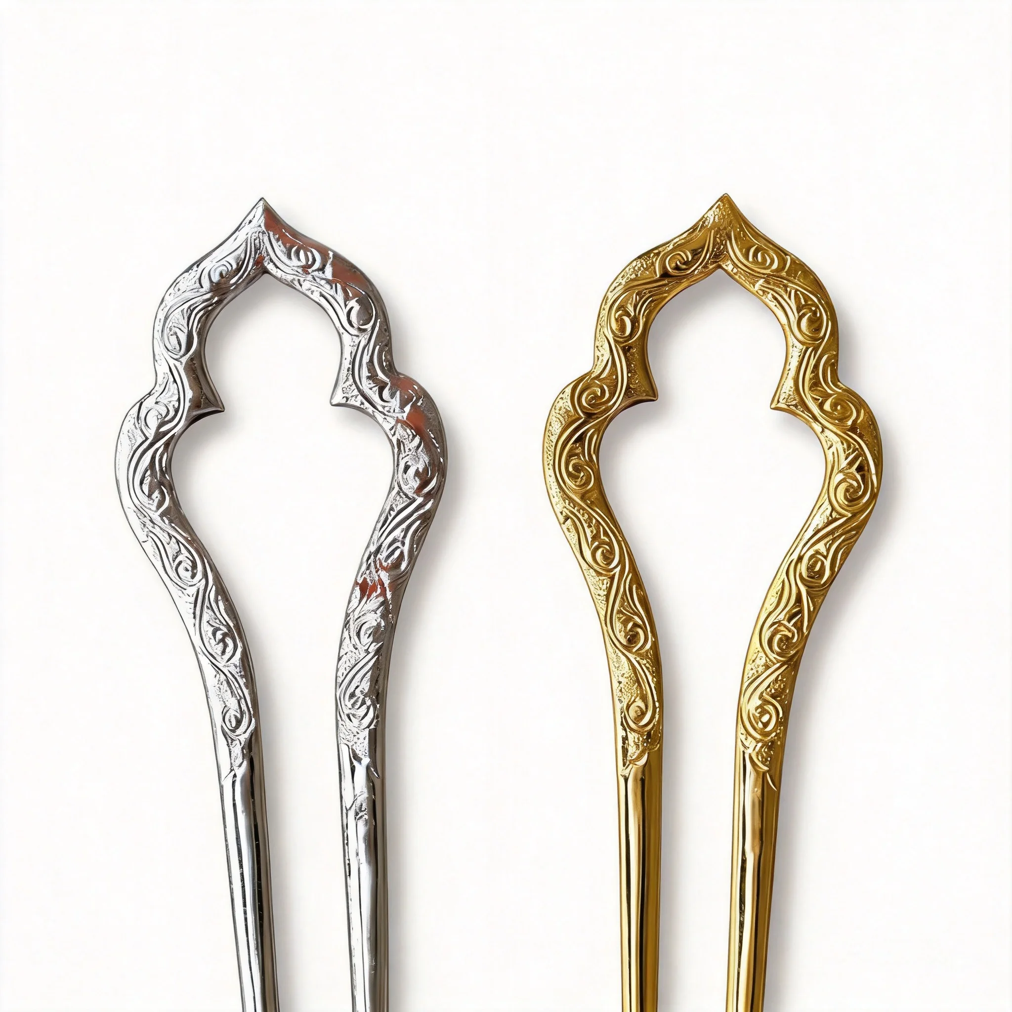 Chinese Style Lucky Auspicious Gold Plated Engraved U Shaped Hairpin Traditional Hanfu Hair Stick Blessing Hair Accessories For