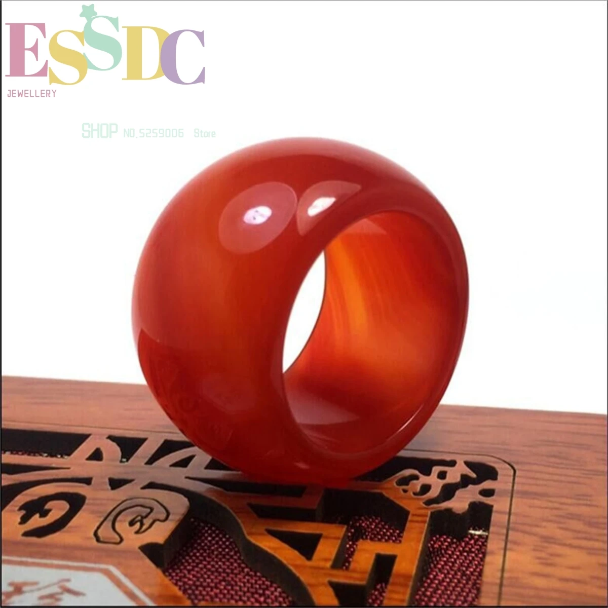 

Natural Crystal Chalcedony Ring Tail Lovers Men's And Women's Jewelry Lucky Stone Jade Fashion Red Agate Unique Retro National