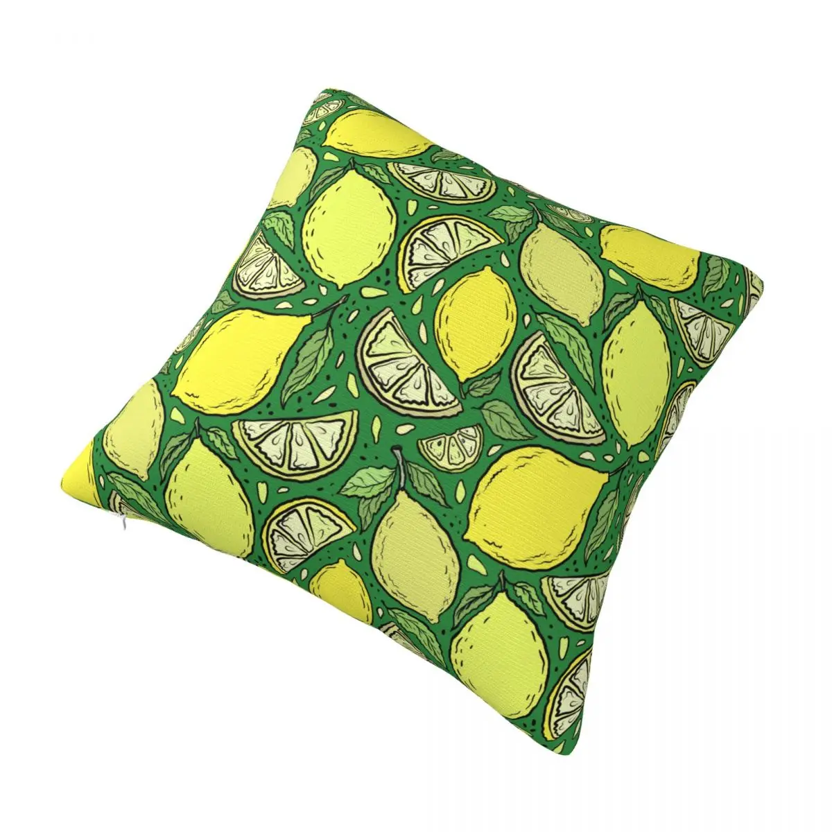 Abstract Lemons Fruits And Leaves Pillow Covers Product Printing Cushion Cover Gift Pillow Case Cover Seater Multiple Sizes