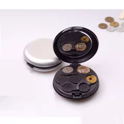 1/2pcs Fashion Creative Mini Euro Coin Storage Box with Mirror Portable Aluminum Alloy Circular Euro Zero Wallet for Coin Purses