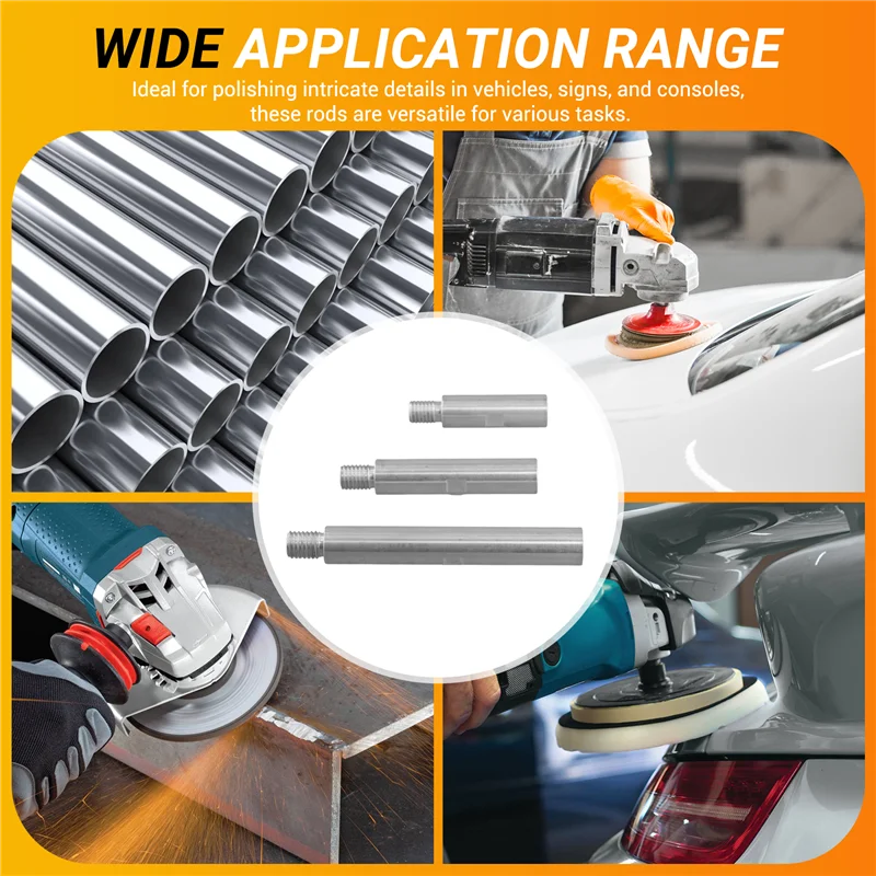 

A63K-3PCS M14 Extension Rod Shaft Polishing Tool For M14 Thread Water Grinder 125 Angle Grinder Polishing Set