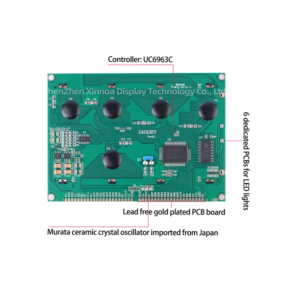 Imagem -06 - Módulo de Tela Matriz de Pontos Gráfico Filme Azul Módulo Lcd Monocromático 240128y 240x128 Uc6963c Lcm