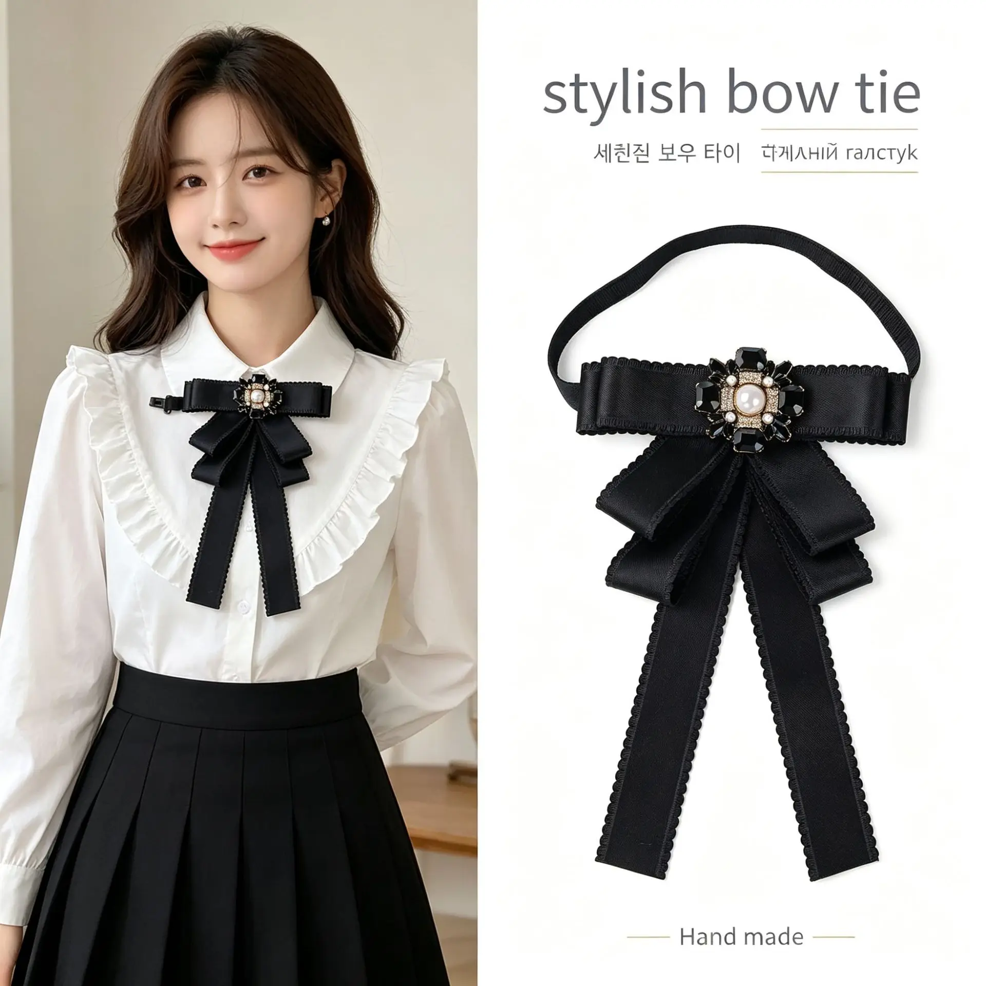 Girls Sweet Ribbon Bow Tie Women British Academy Preppy Style Versatile Accessory Match White Shirt Student Graduation Uniform