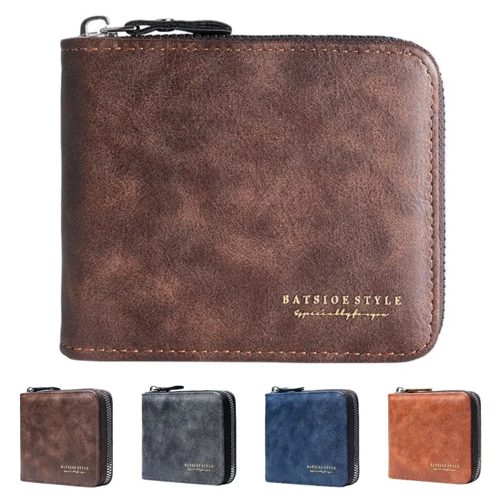 

PU Leather Men's Wallet Multi-functional Zipper Closure Business Wallet Large Capacity Luxury Short Card Bag Wallet Organizer