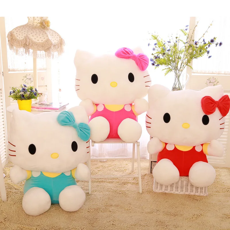 

Sanrio Anime Hello Kitty 20~60cm Plush Toys Cute Kt Cat Dolls Soft Stuffed Doll Hello Kitty Christmas Deco Gifts For Kids Toys