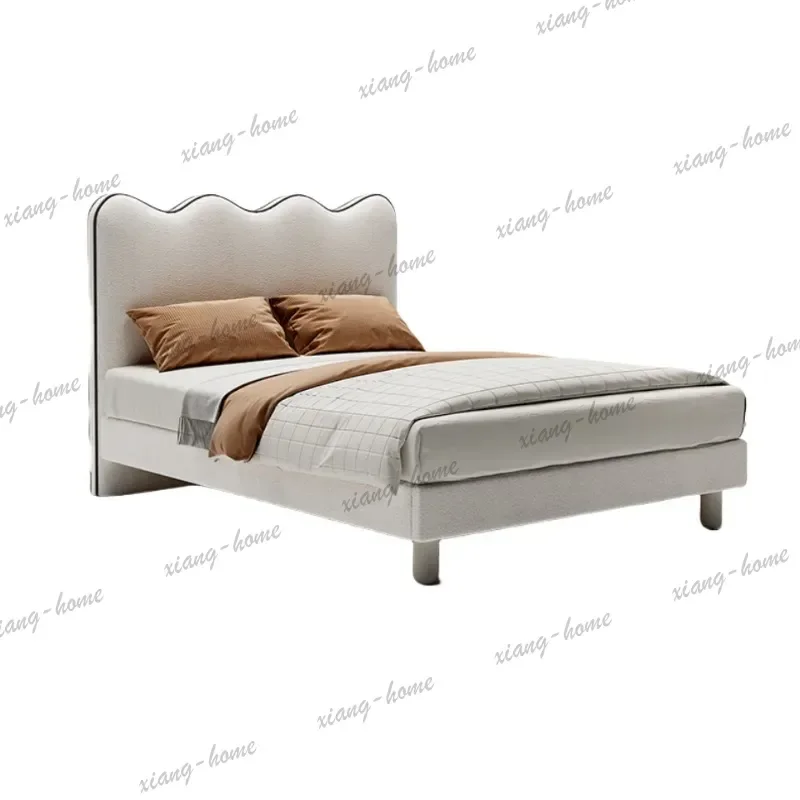 Wave bed stylish simple master bedroom double bed designer creative French cream wind ripple bed