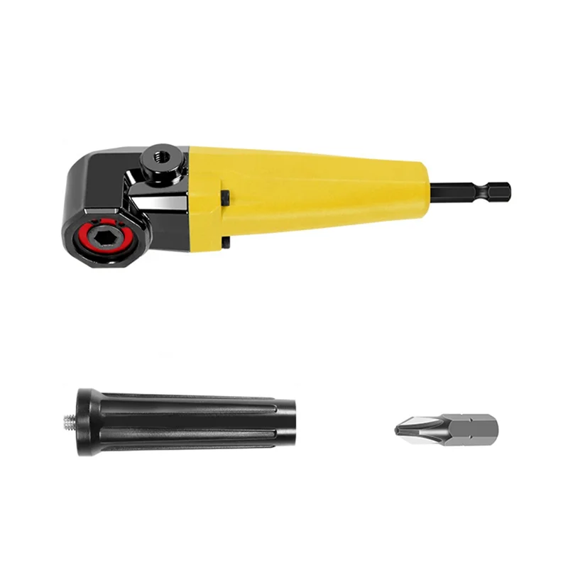 90° Right Angle Extension Driver Drilling Angle Adapter Screwdriver Hex Wrench Drill Bit Socket Holder Power Tool-Yellow