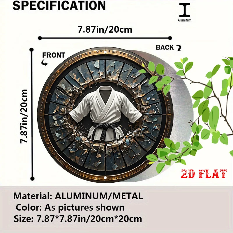 2D Flat, 1pc Karate Breaking Glass Metal Wall Art - -Inspired Martial Arts Sign with Shattered Glass Effect & Karate